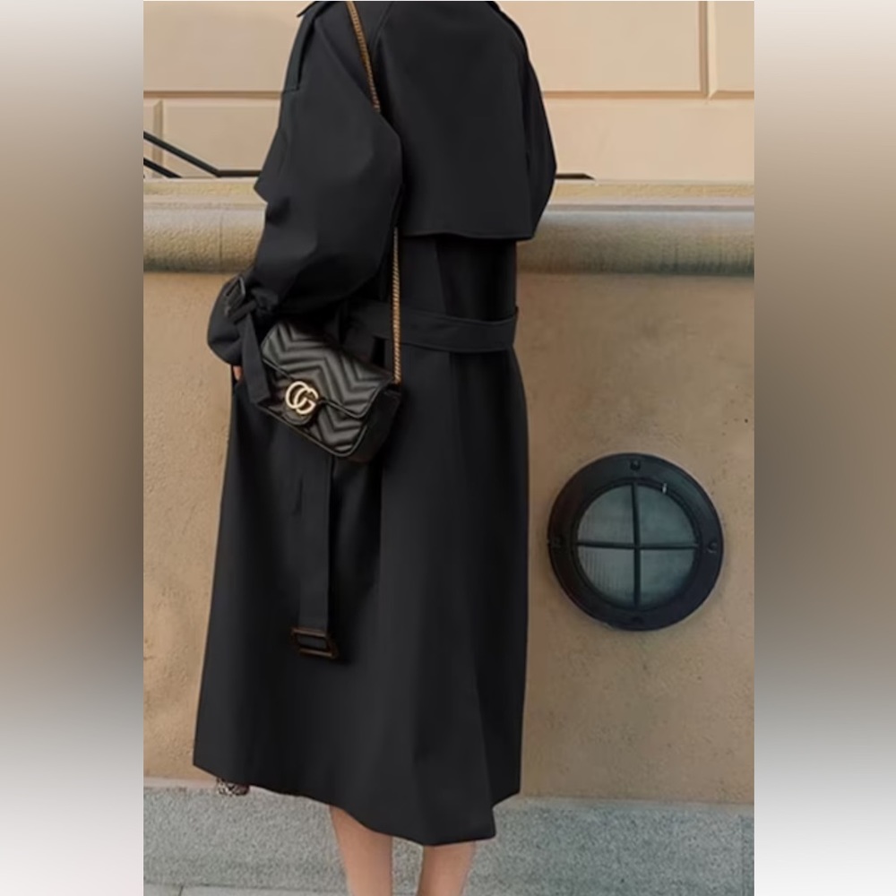 #161 CLOSEOUT SALE! FIRM 🌸New! Kensington Double Breasted Black Trench Coat - Picture 2 of 5